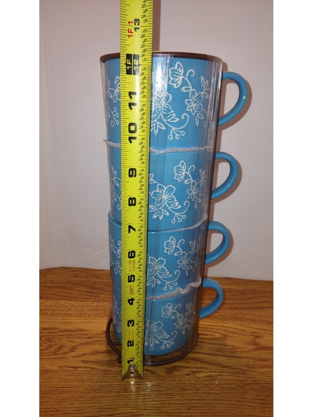 Temp-tations Floral Lace Light Blue Stackable Mugs NEW SEALED - Picture 9 of 9